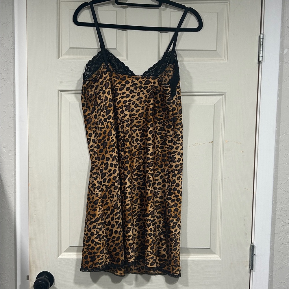 Ralph Lauren Leopard Print Lace Trim Slip Dress - Picture 2 of 3
